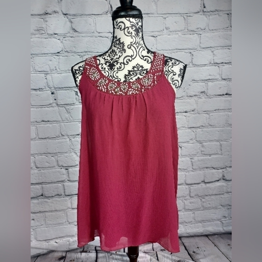 Design History Womens Popover Beaded Front Tank Top Size Small Lined B20